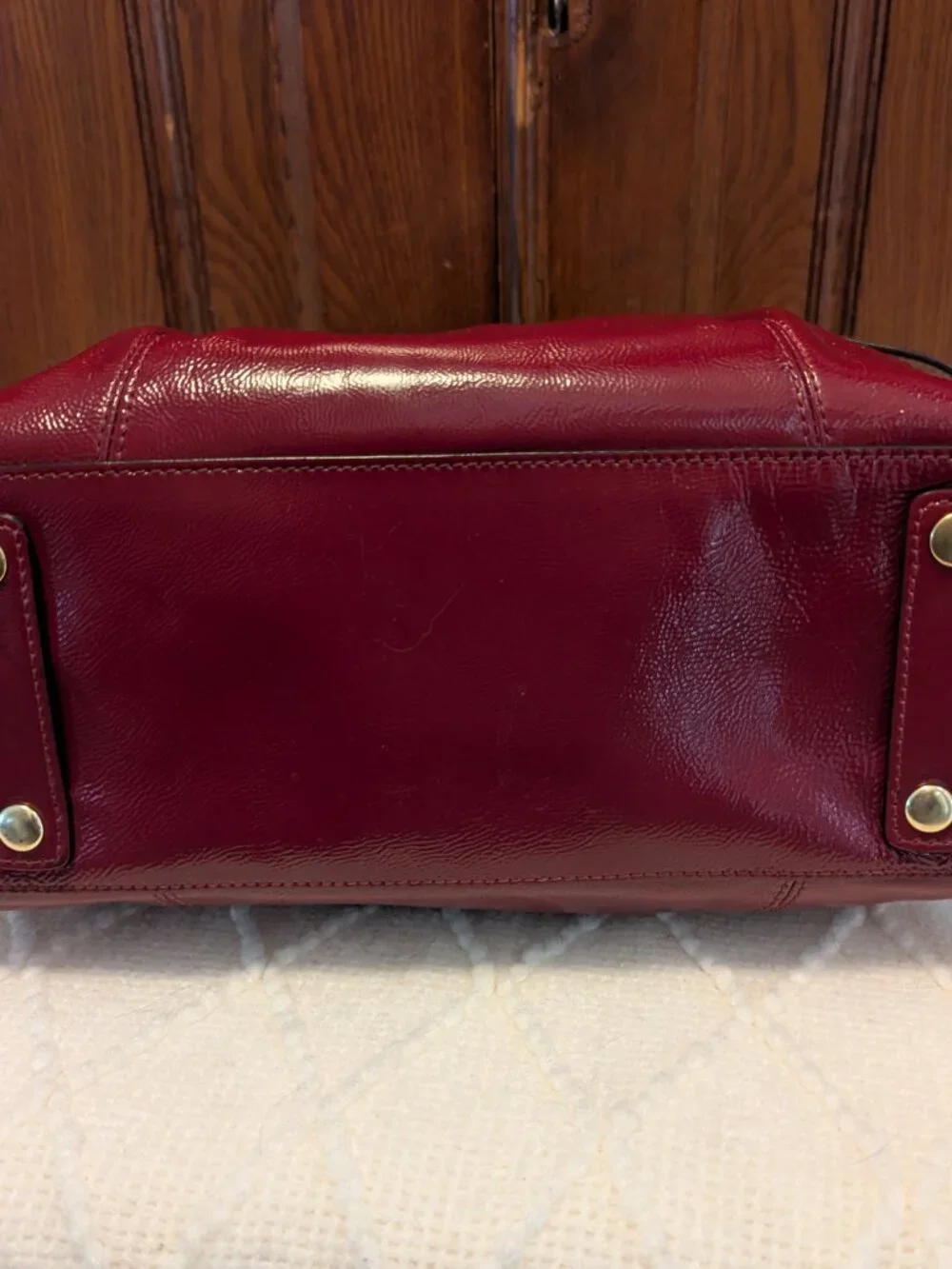 Coach Ashley Red/Burgundy Patent Satchel Bag